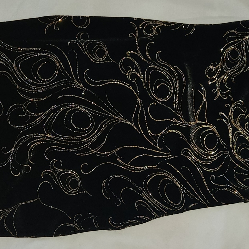 Black Dress with Gold Swirl Pattern